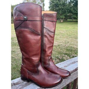 Frye Molly Button Tall Redwood Riding Boots Women's Size 8